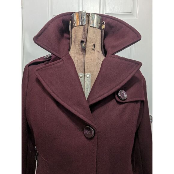 Kenneth Cole Women’s 10 Long Wool Dress Coat A-Line Fit & Flare Buckle Detail Me - Picture 9 of 16